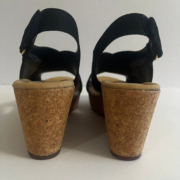 Clarks Annadel Eirwyn Suede Platform Comfort Wedge Cork Heel Sandal Black 6 - Picture 9 of 16